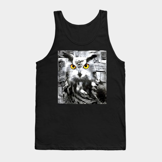 Owl Black and White Spray Paint Wall Tank Top by Nuletto